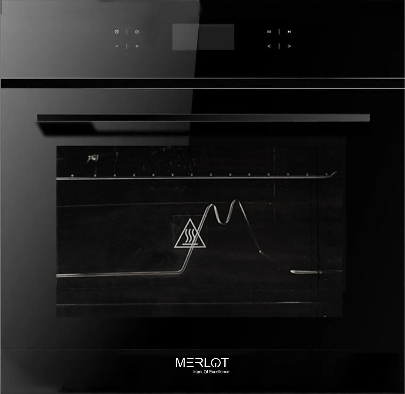 Merlot 70-litre built-in oven with black glass front